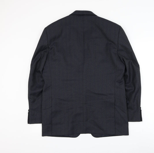 Cain Mens Blue Wool Jacket Suit Jacket Size 40