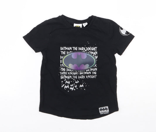 River Island Boys Black 100% Cotton Basic T-Shirt Size 2-3 Years Crew Neck Pullover - Batman