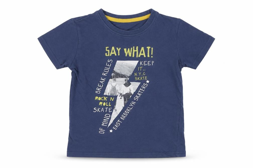 Dunnes Boys Blue Cotton Basic T-Shirt Size 5 Years Round Neck Pullover - Skateboarding