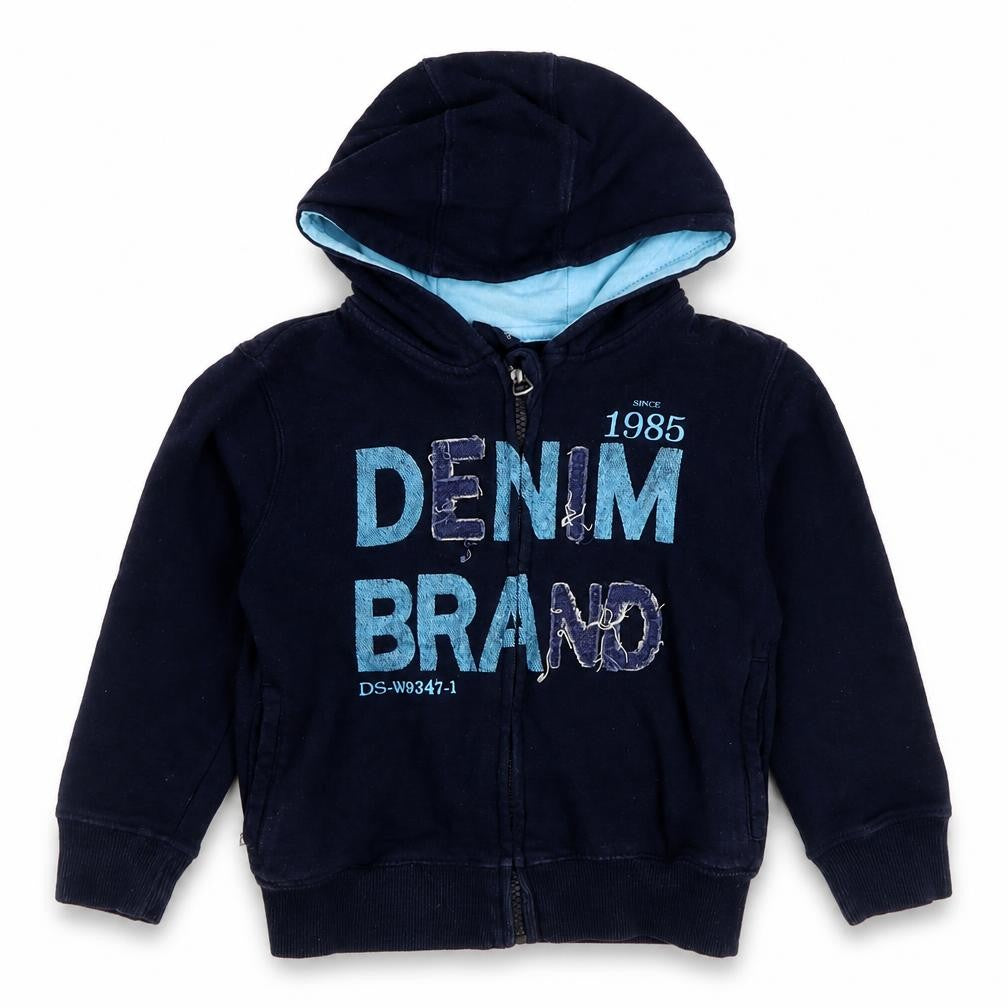 Losan Boys Blue Cotton Full Zip Hoodie Size 4 Years Zip - Denim Brand