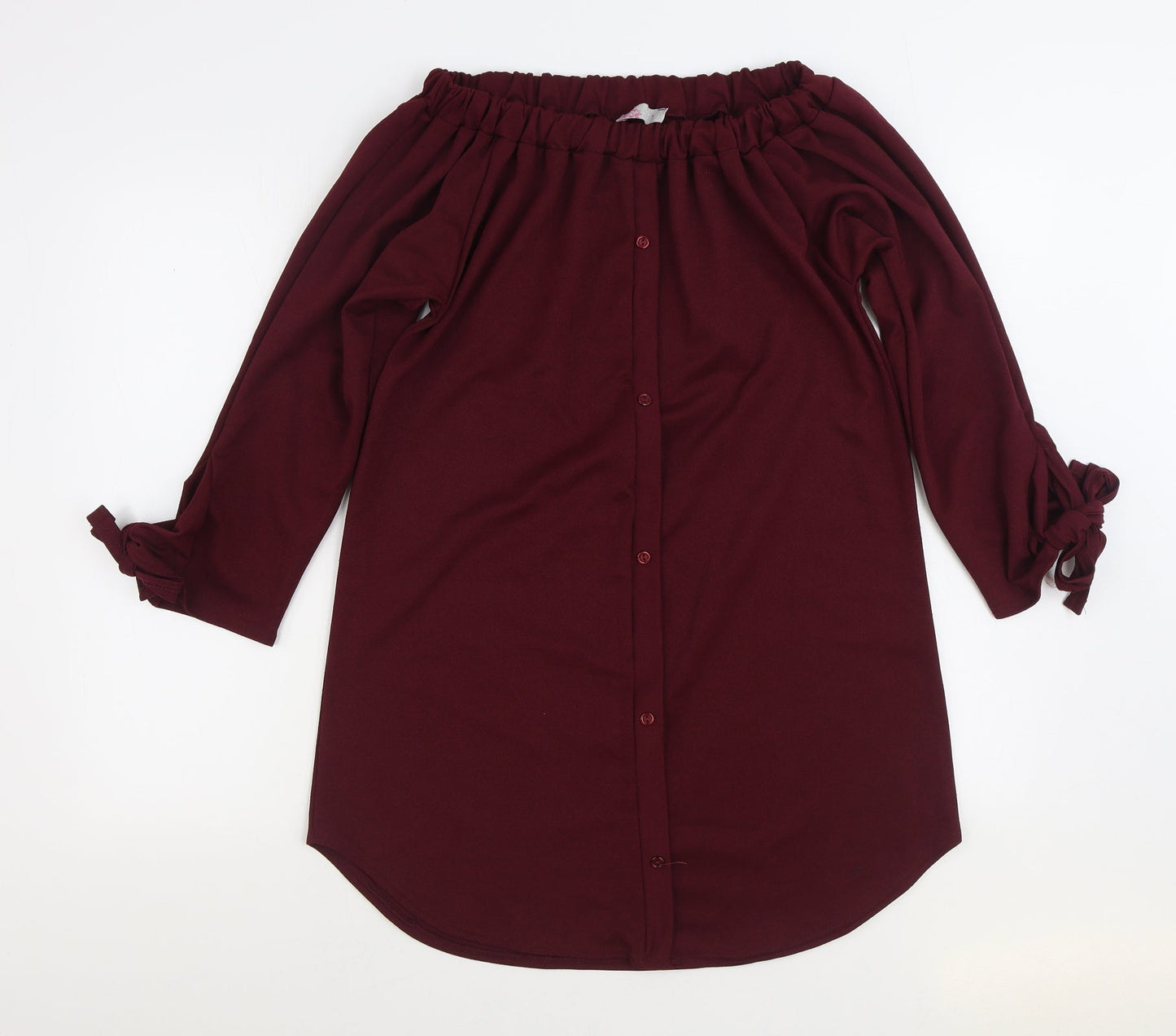 Silk Womens Purple Polyester Shirt Dress Size M Off the Shoulder Pullover