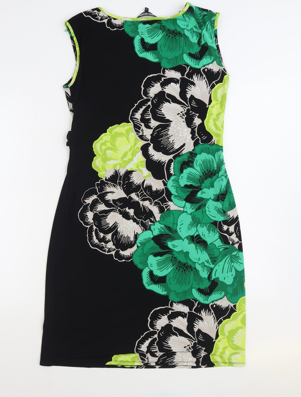 The Collection Womens Multicoloured Floral Cotton Sheath Size 12 Boat Neck Pullover - Tie Front