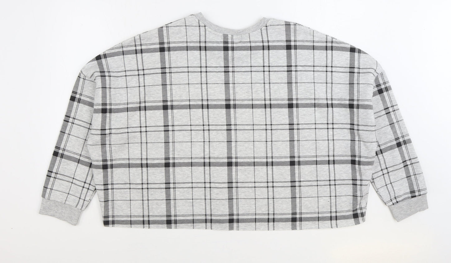 Primark Womens Grey Plaid Cotton Pullover Sweatshirt Size XL Pullover - Cropped
