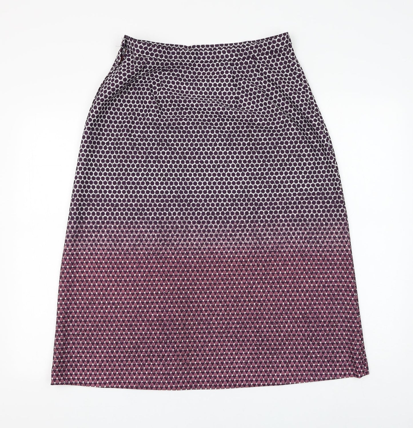 Preworn Womens Purple Geometric Polyester A-Line Skirt Size 32 in Zip