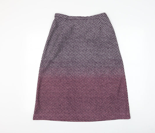 Preworn Womens Purple Geometric Polyester A-Line Skirt Size 32 in Zip