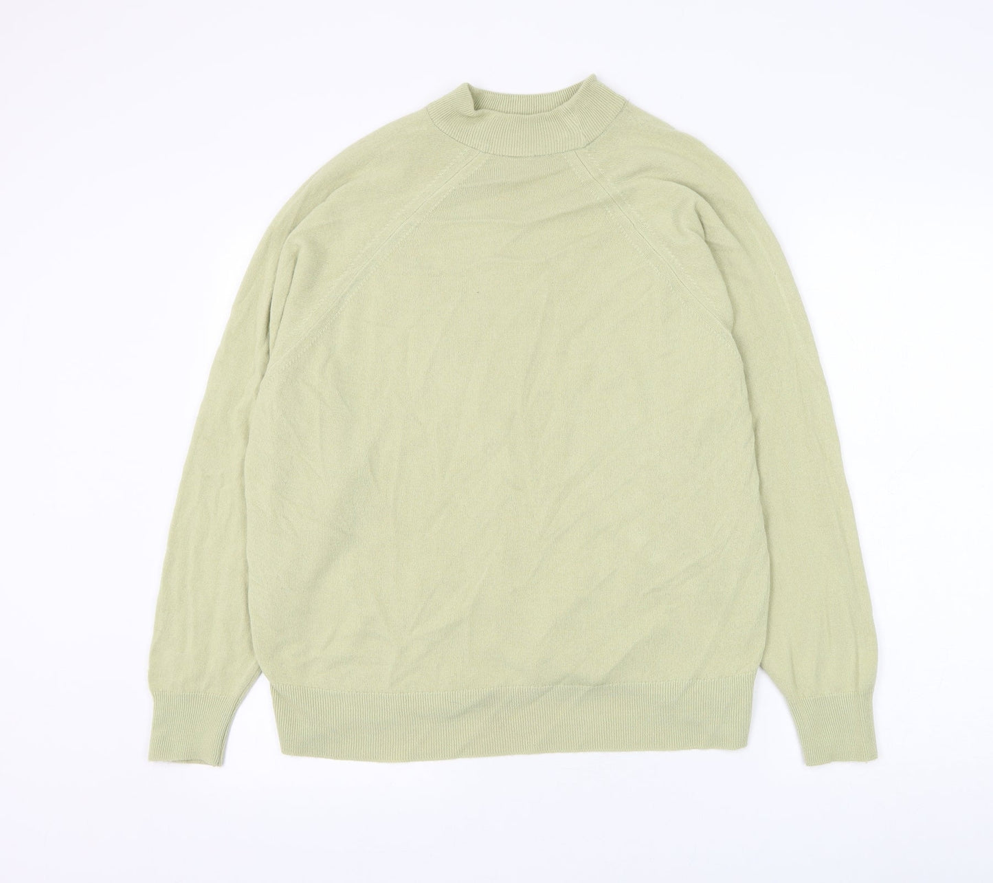 Preworn Womens Green Mock Neck Polyester Pullover Jumper Size L