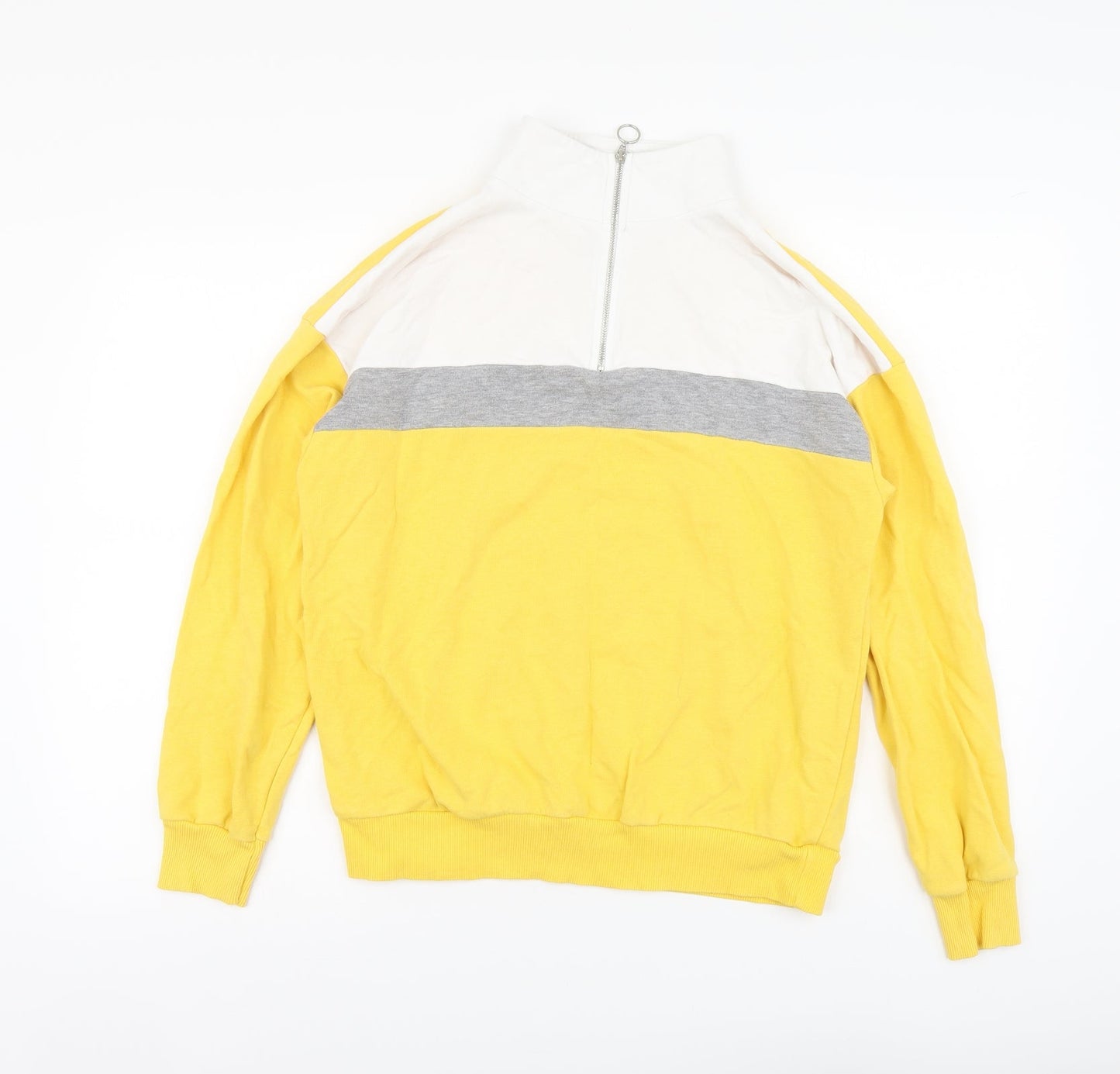 New Look Womens Yellow Cotton Pullover Sweatshirt Size 10 Zip