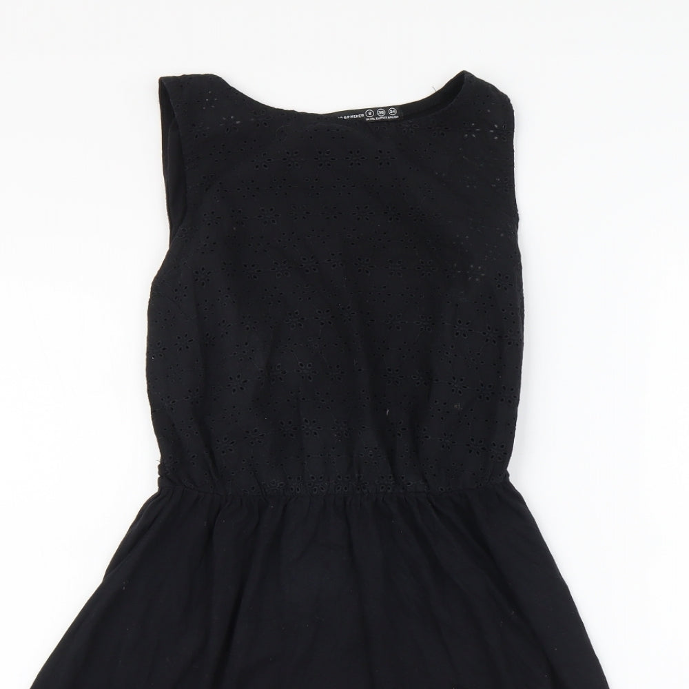 Atmosphere Womens Black Cotton A-Line Size 8 Round Neck Pullover