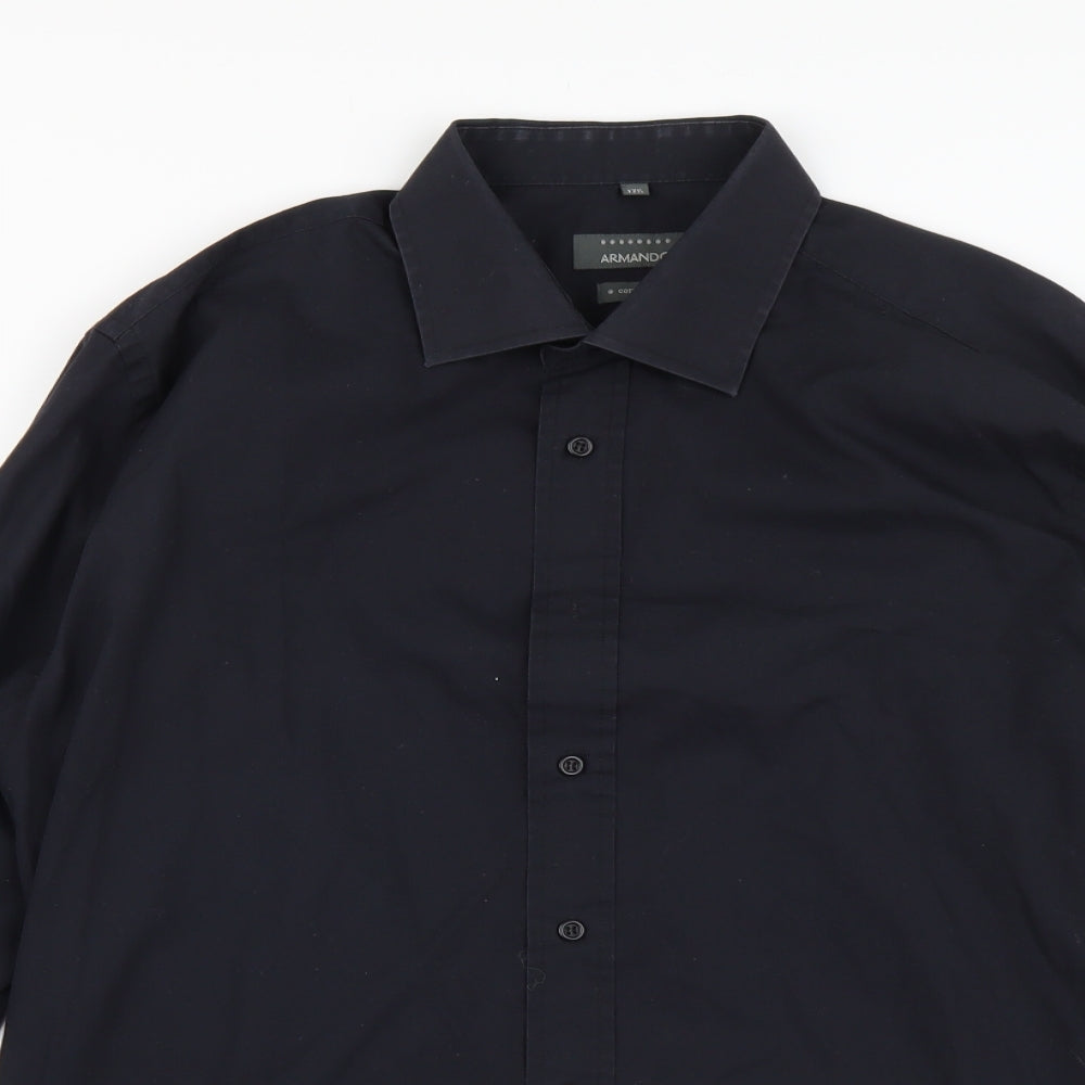 Armando Mens Blue Cotton Button-Up Size 17 Collared Button