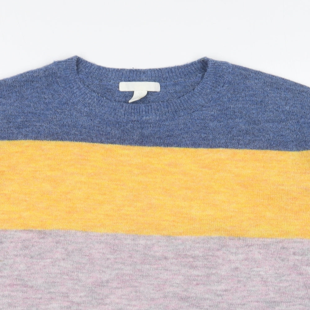 H&M Womens Multicoloured Round Neck Acrylic Pullover Jumper Size S