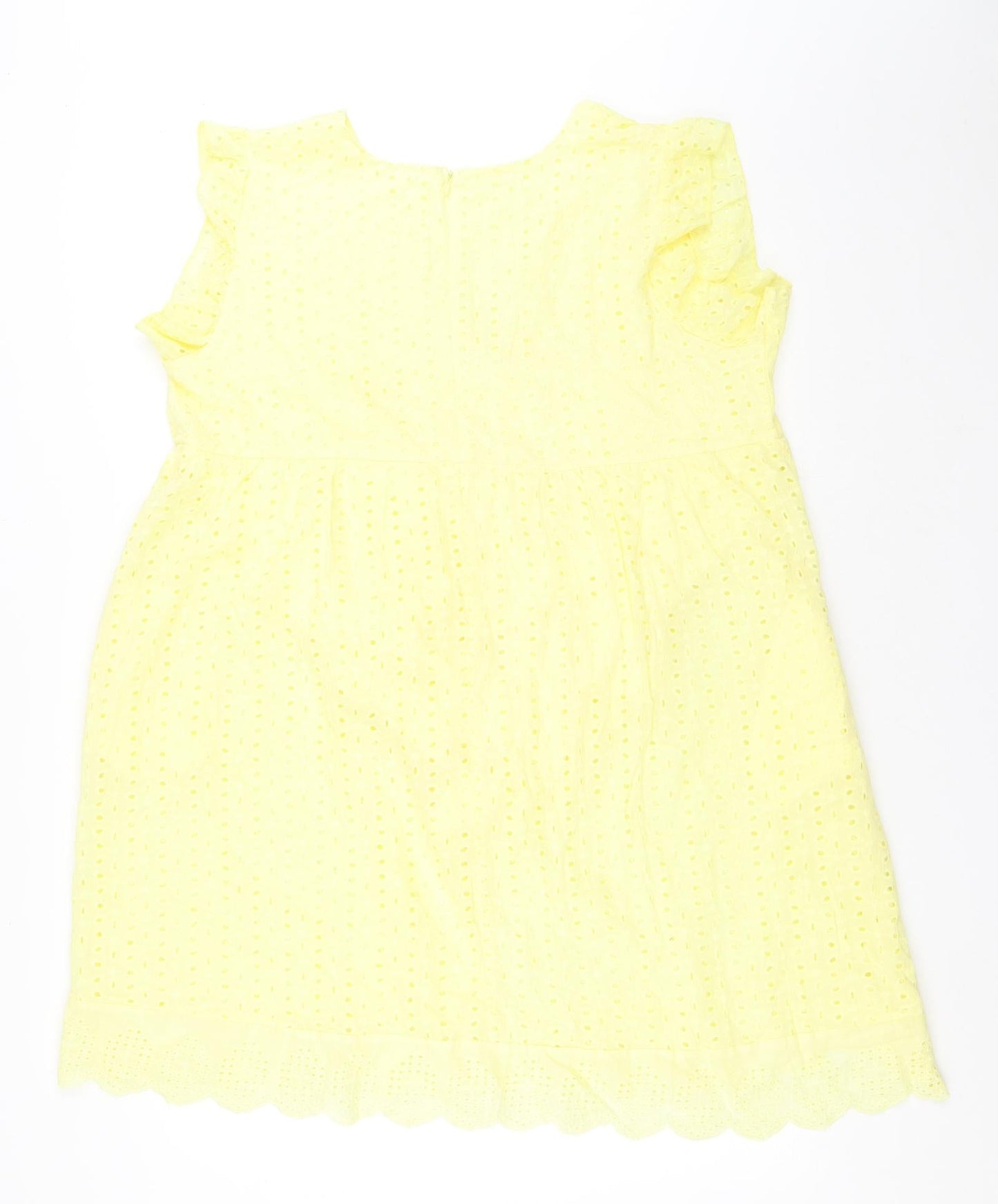 Preworn Womens Yellow Cotton Basic Blouse Size XL V-Neck