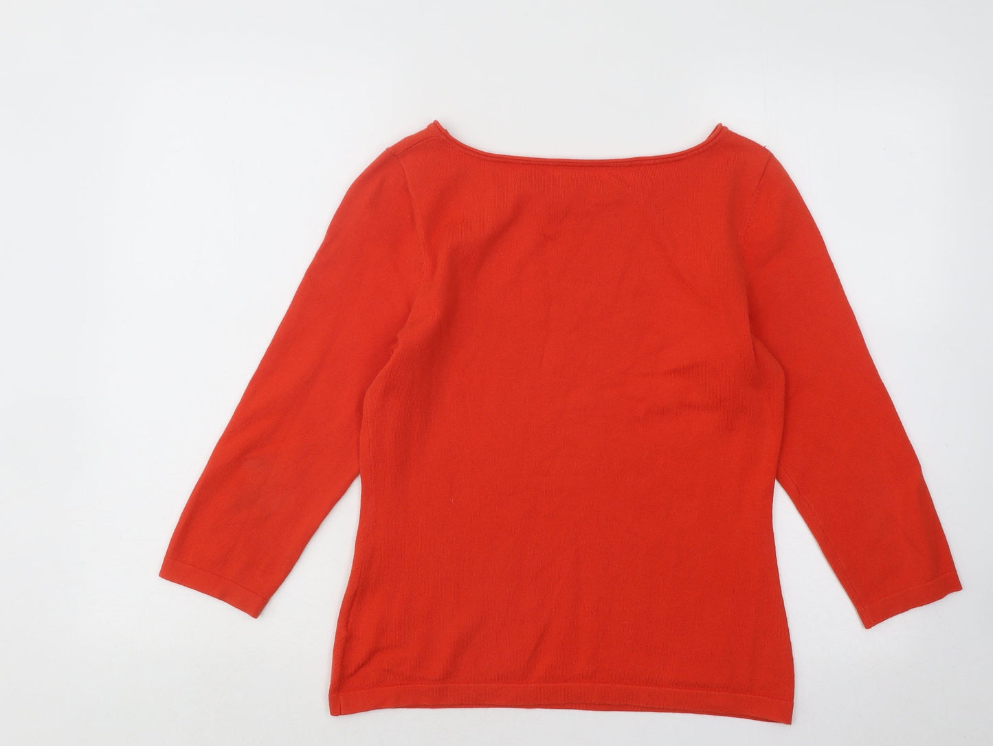Preworn Womens Red Boat Neck Cotton Pullover Jumper Size 8