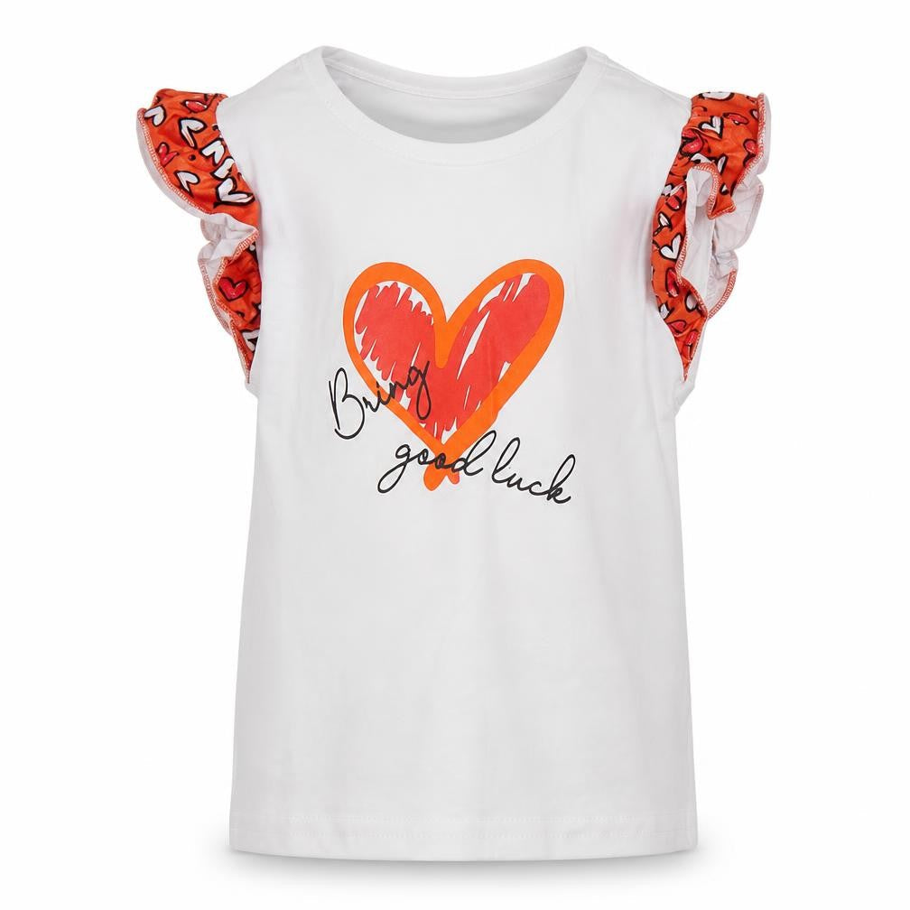 SheIn Girls White Cotton Basic Blouse Size 4 Years Round Neck - Bring Good Luck