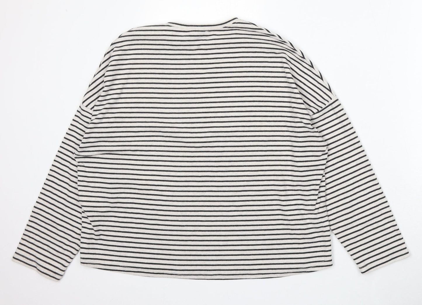 New Look Womens Beige Round Neck Striped Acrylic Pullover Jumper Size 14