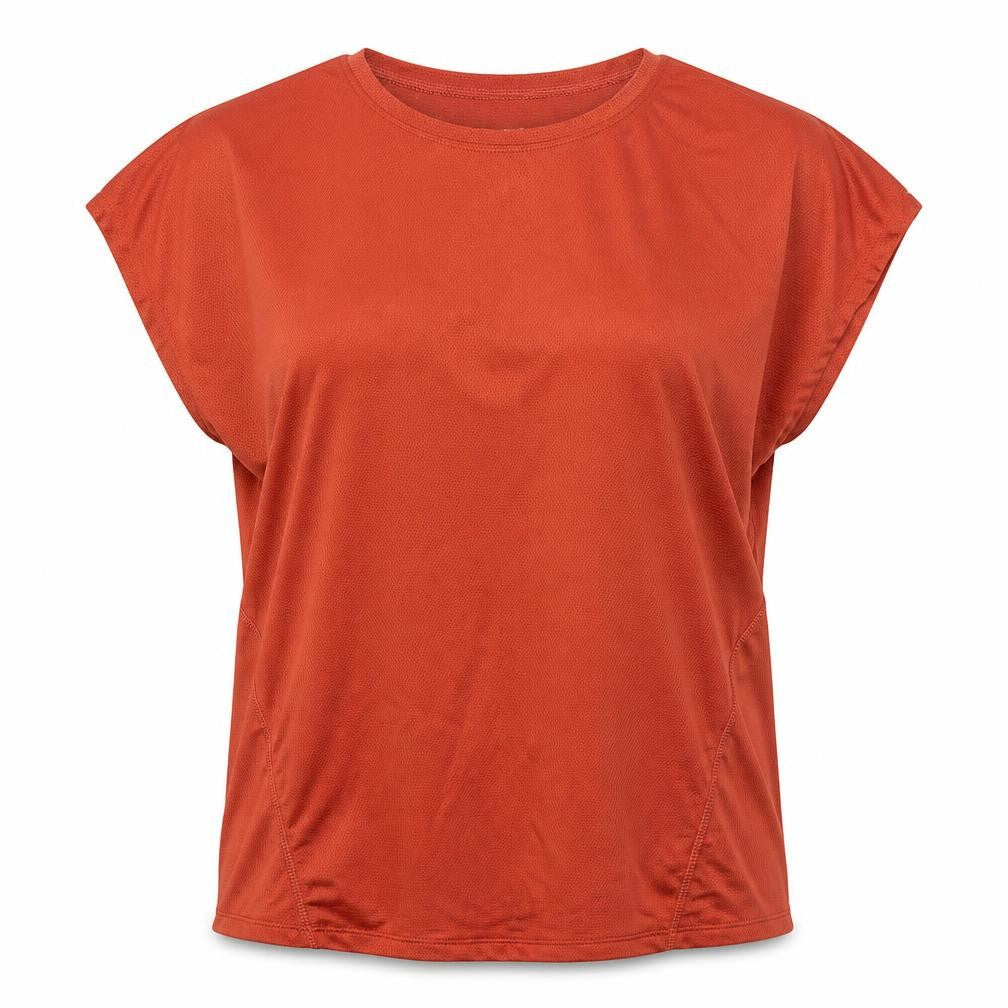 Workout Womens Orange Polyester Basic T-Shirt Size S Round Neck