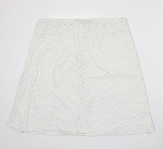 Dunnes Stores Womens White Geometric Polyester Skater Skirt Size 38 in Zip