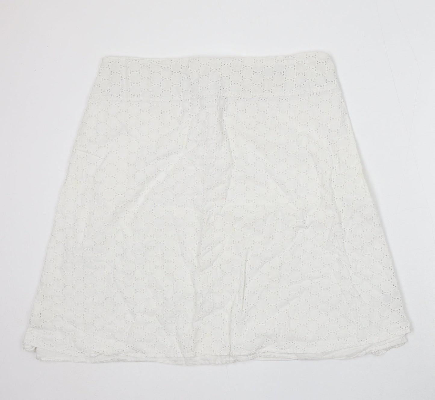 Dunnes Stores Womens White Geometric Polyester Skater Skirt Size 38 in Zip