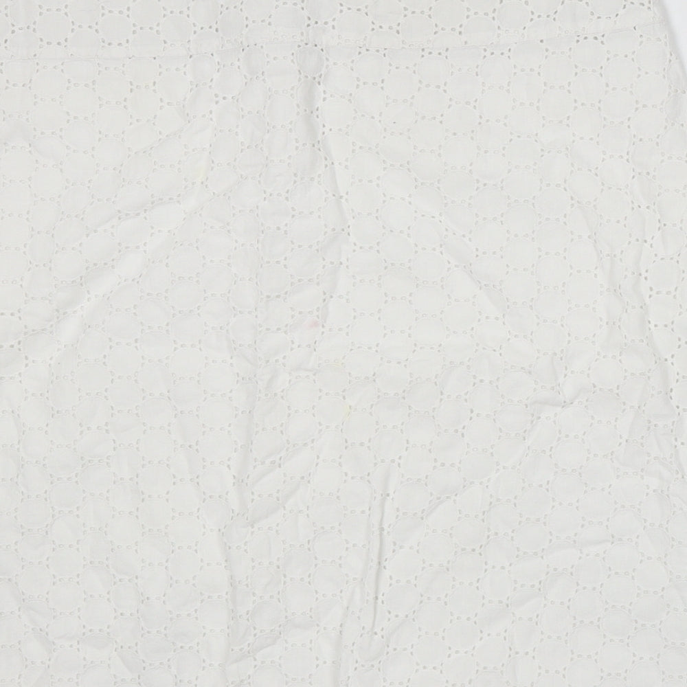 Dunnes Stores Womens White Geometric Polyester Skater Skirt Size 38 in Zip