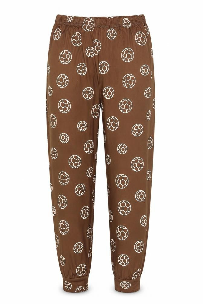SheIn Girls Brown Geometric Polyester Jogger Trousers Size 8-9 Years Regular Pullover - Football Print