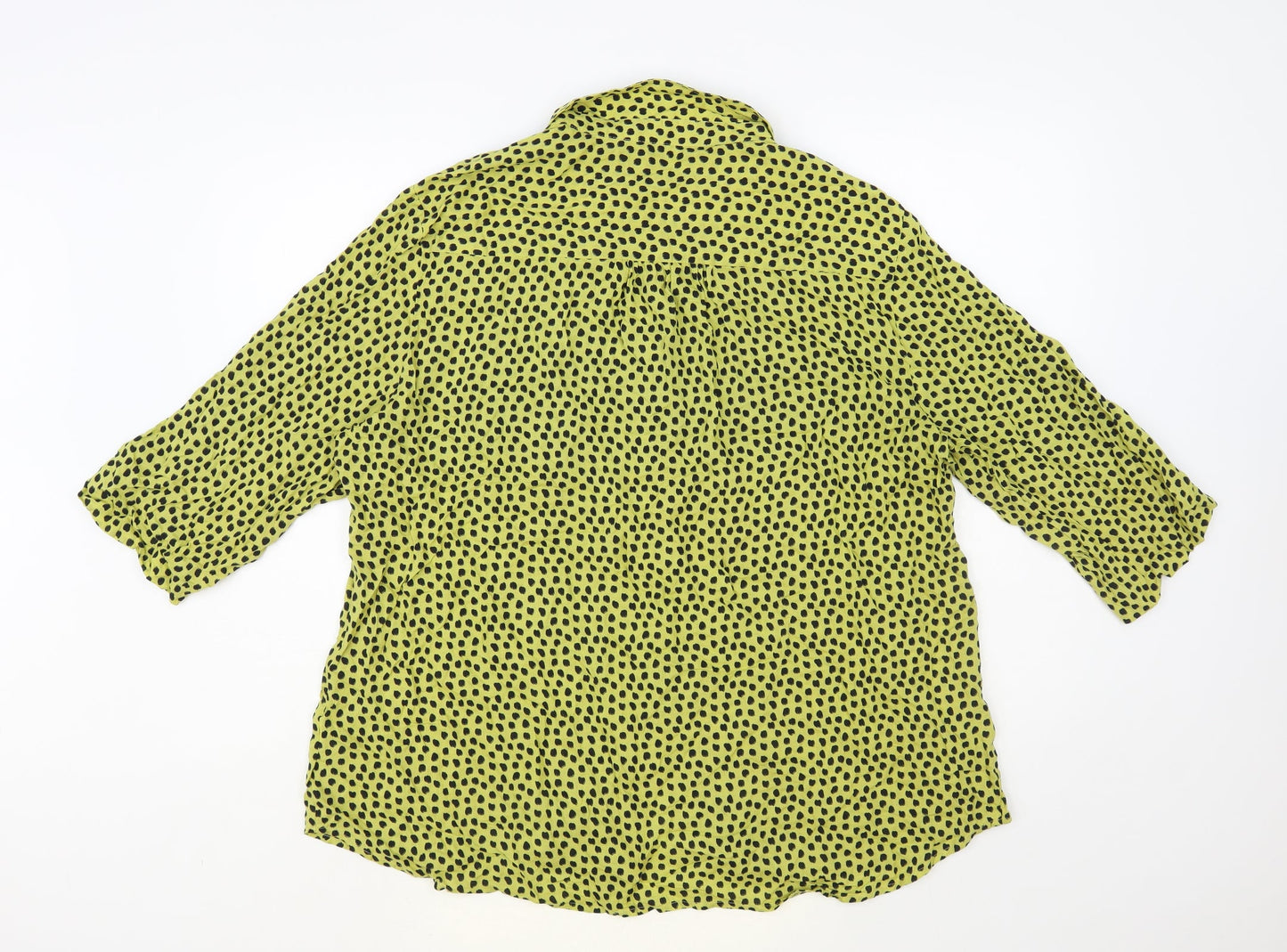 NEXT Womens Yellow Animal Print Viscose Basic Button-Up Size XL Collared