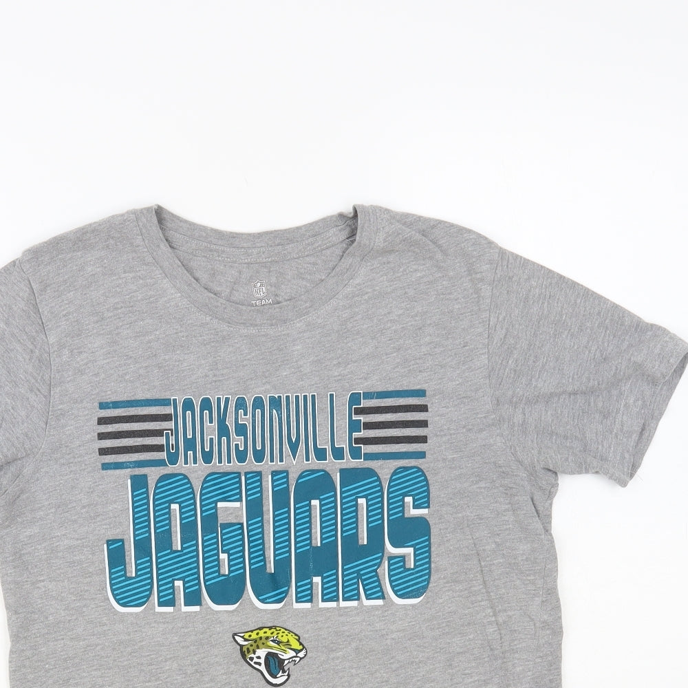 Team Apparel Womens Grey Cotton Jersey T-Shirt Size L Crew Neck - Jacksonville Jaguars