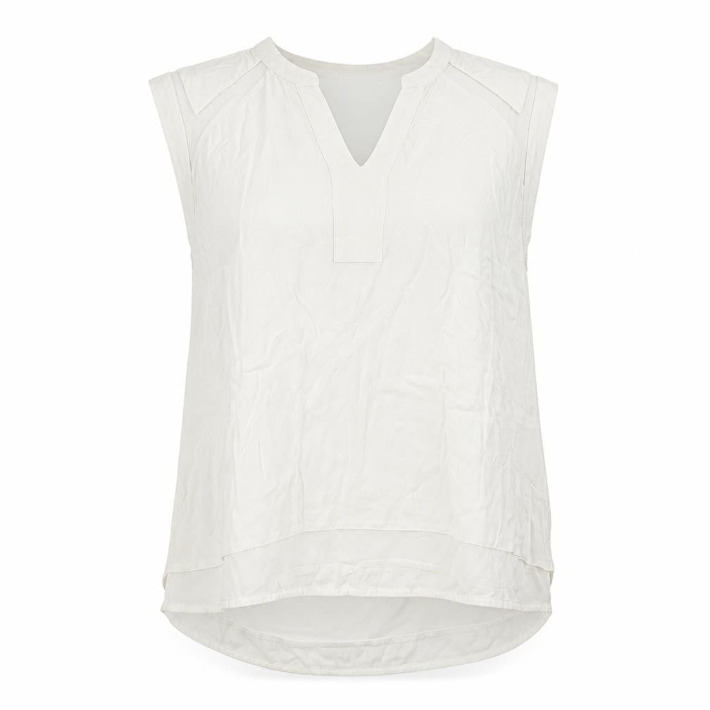 Select Womens Ivory Polyester Basic Blouse Size 16 V-Neck - Mesh Panels