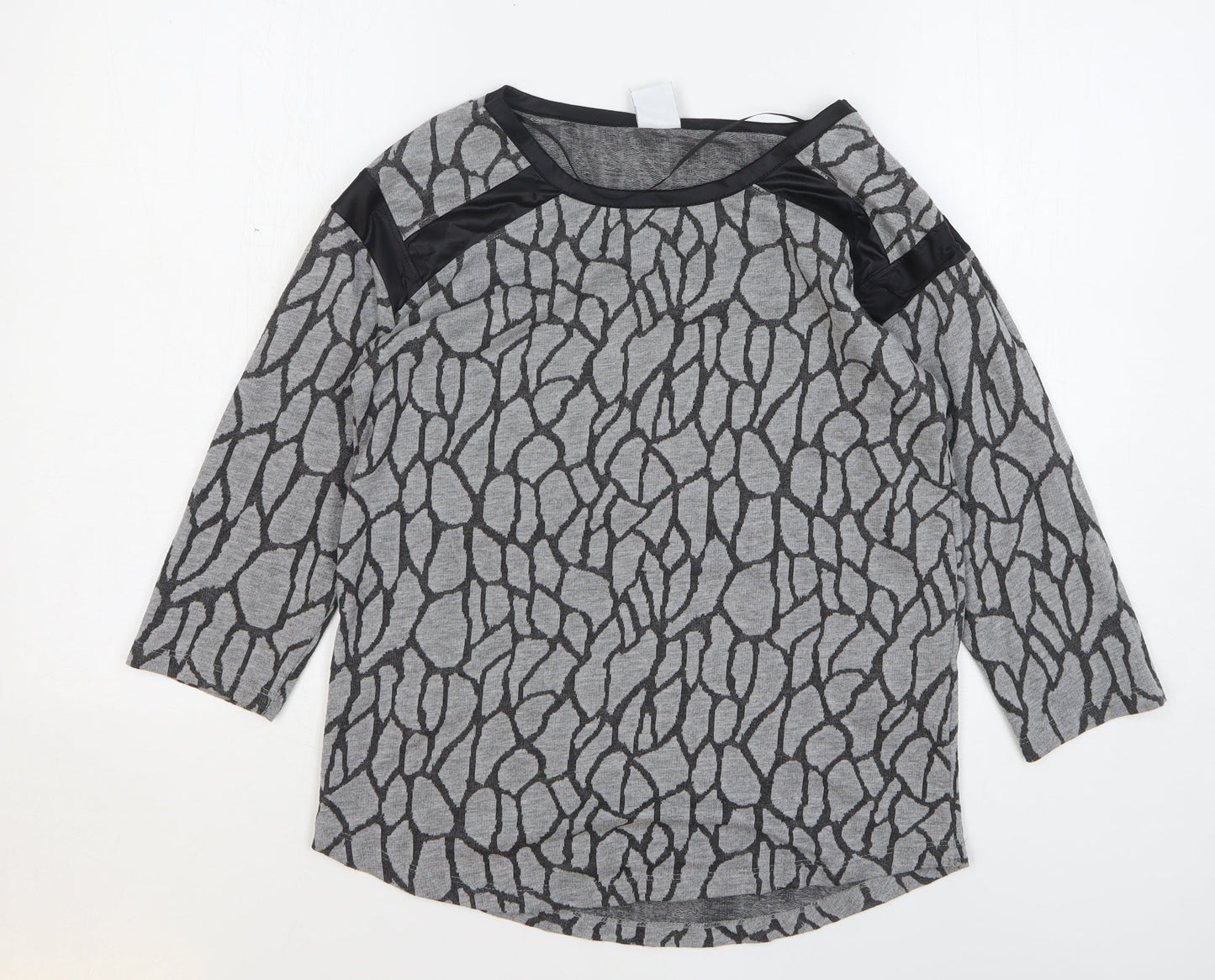 VERO MODA Womens Grey Round Neck Geometric Polyester Pullover Jumper Size M