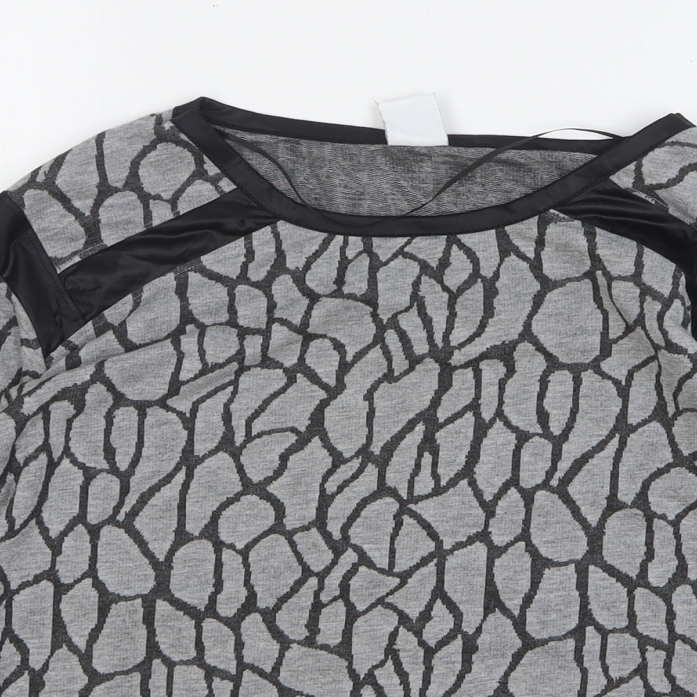 VERO MODA Womens Grey Round Neck Geometric Polyester Pullover Jumper Size M