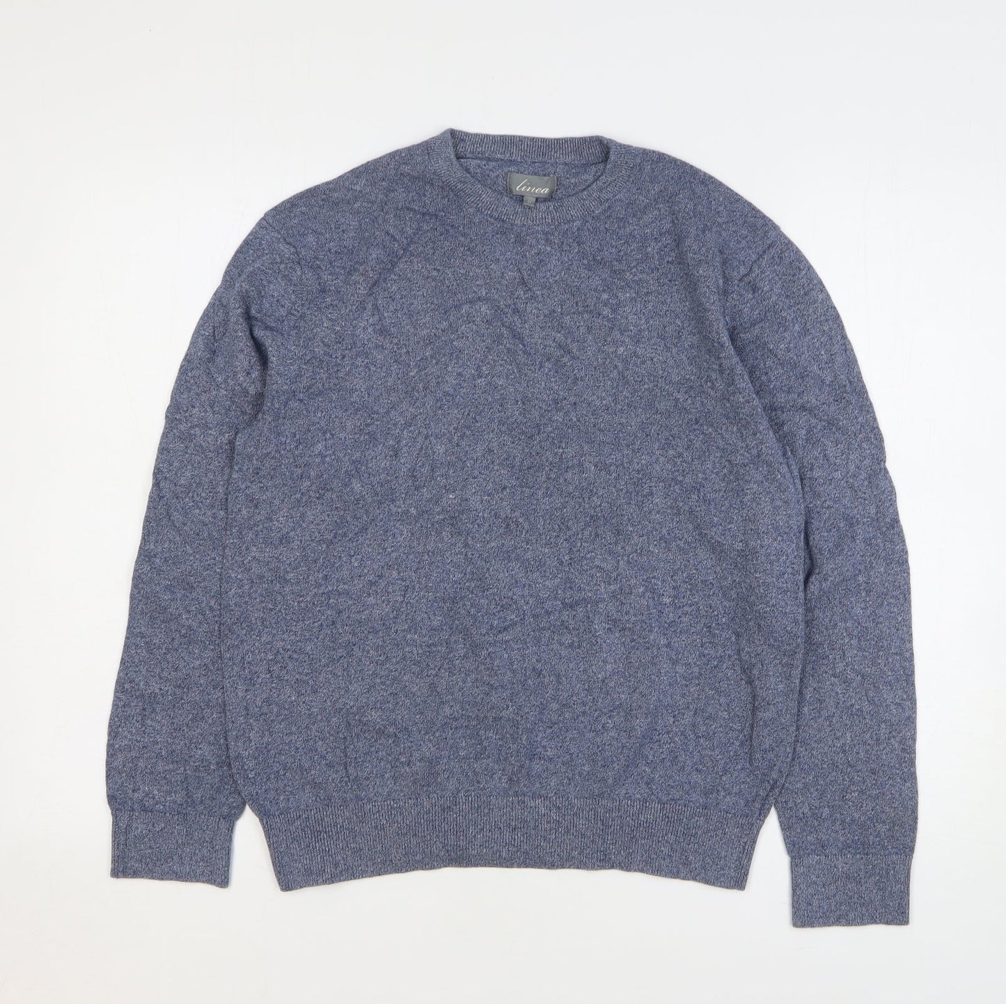 Linea Womens Blue Round Neck Cotton Pullover Jumper Size M