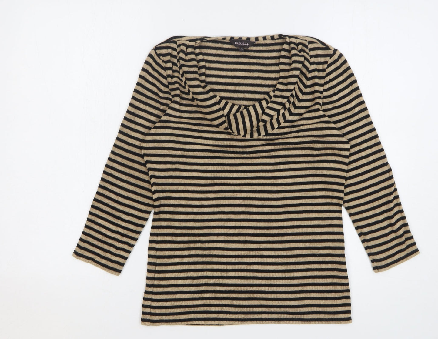 Phase Eight Womens Beige Cowl Neck Striped Viscose Pullover Jumper Size 12