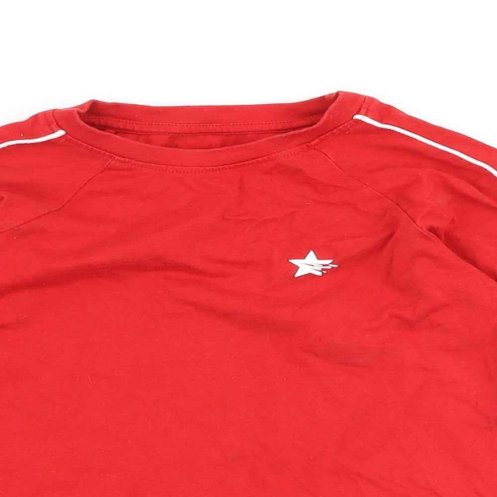 Dunnes Stores Boys Red Cotton Basic T-Shirt Size 7-8 Years Roll Neck
