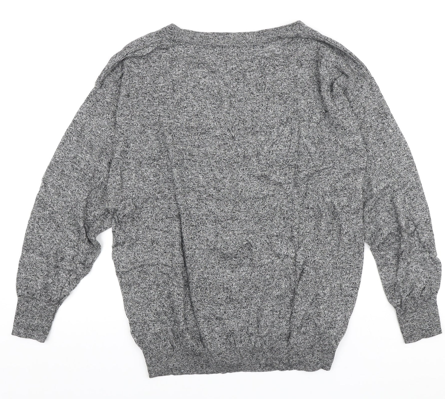 Marks and Spencer Womens Grey Round Neck Cotton Pullover Jumper Size 14