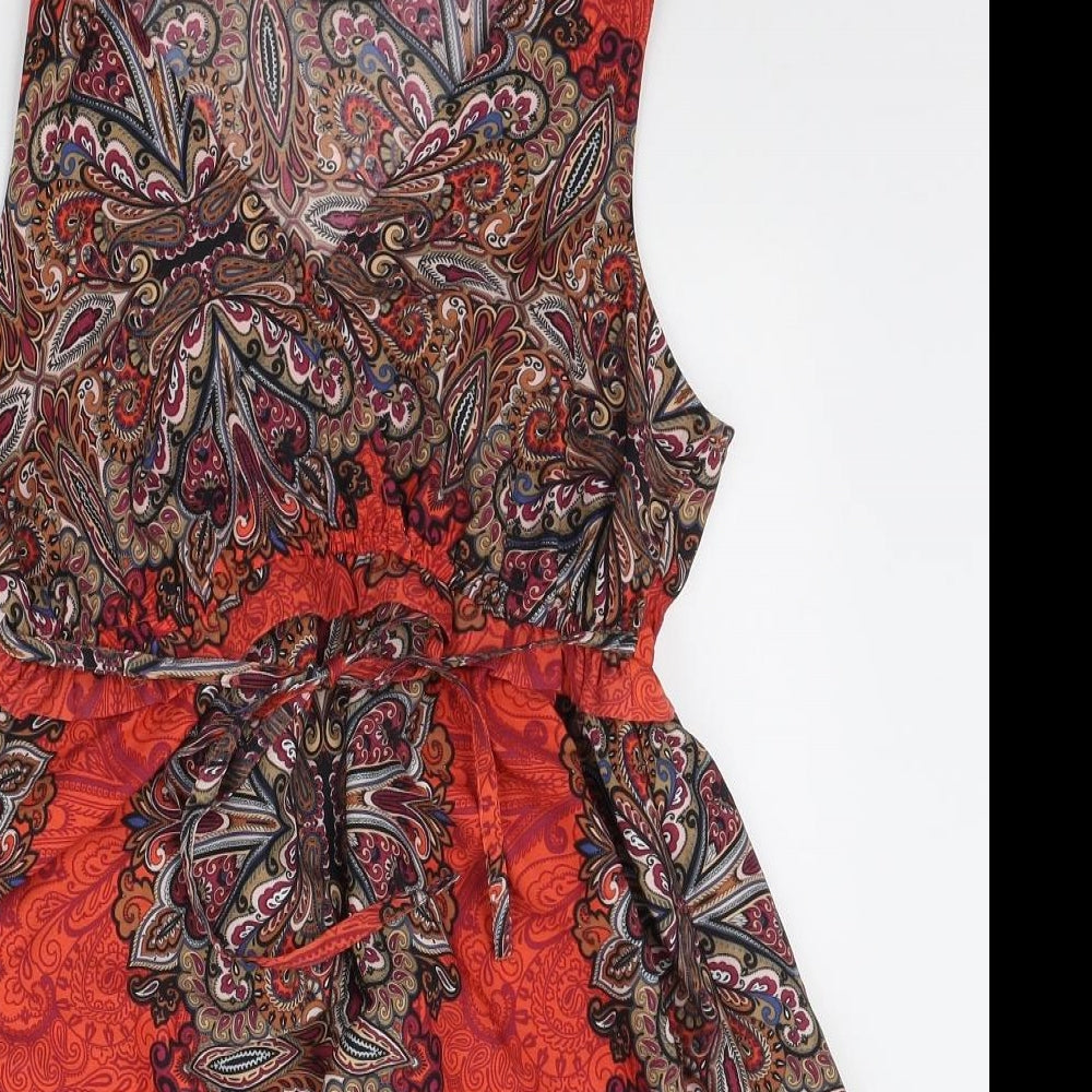 Dorothy Perkins Womens Red Paisley Polyester Mini Size 12 V-Neck