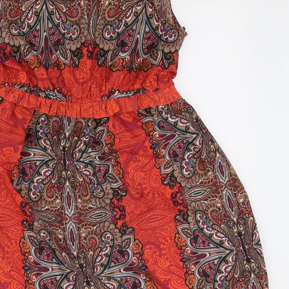 Dorothy Perkins Womens Red Paisley Polyester Mini Size 12 V-Neck