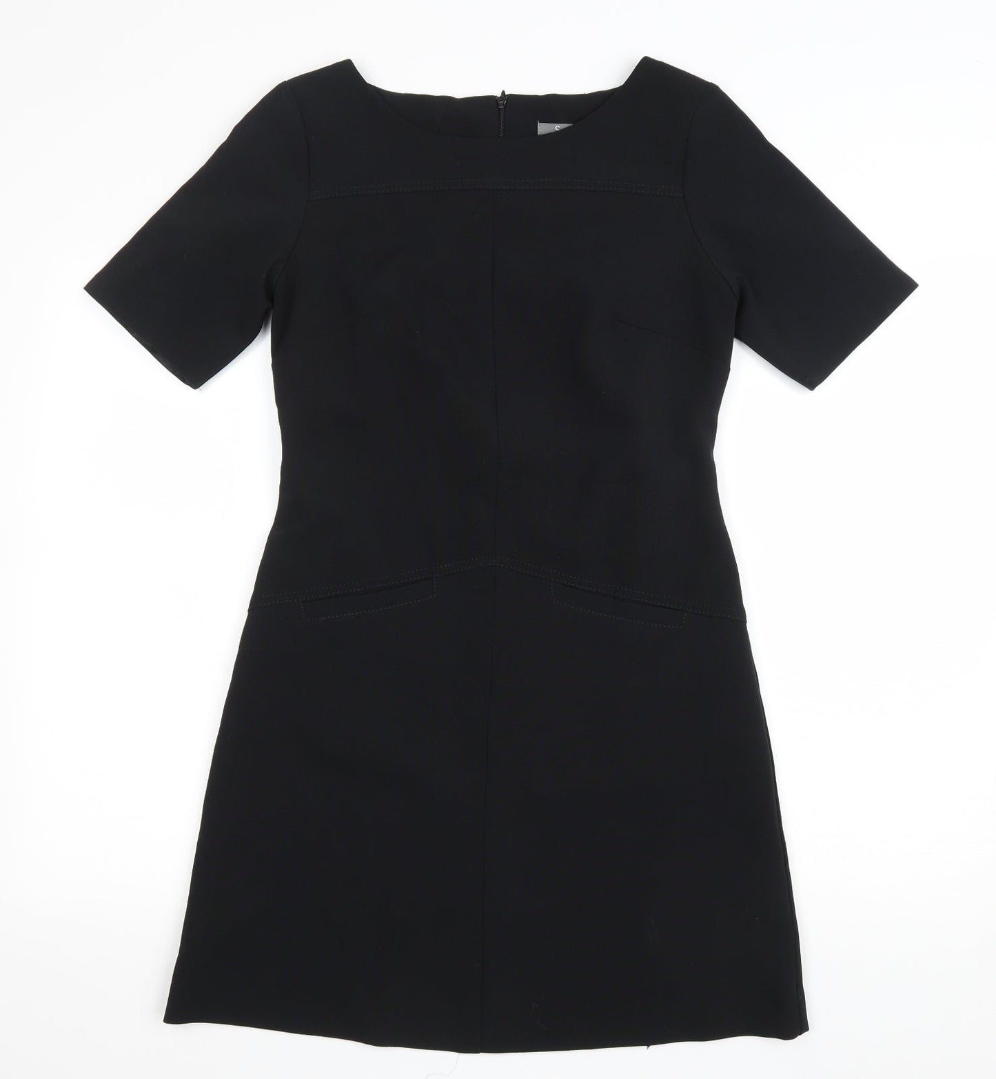 South Womens Black Polyester A-Line Size 8 Boat Neck Zip