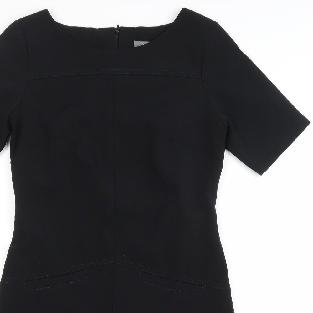 South Womens Black Polyester A-Line Size 8 Boat Neck Zip