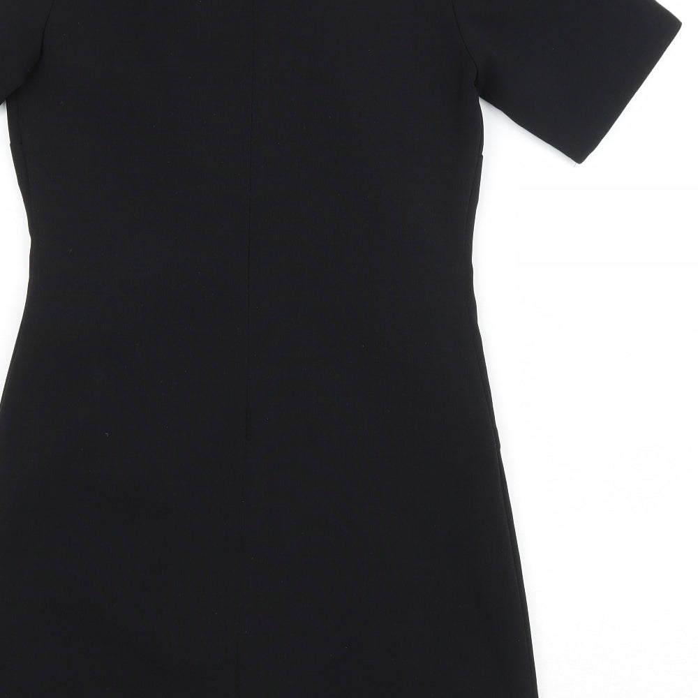 South Womens Black Polyester A-Line Size 8 Boat Neck Zip