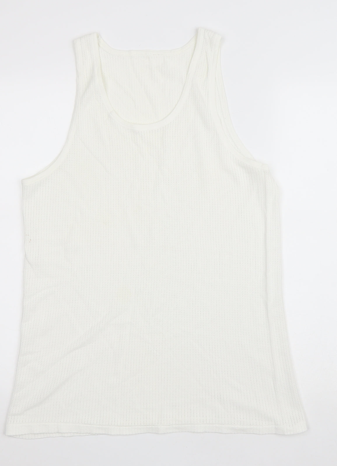 Marks and Spencer Mens Ivory Cotton T-Shirt Size L Round Neck