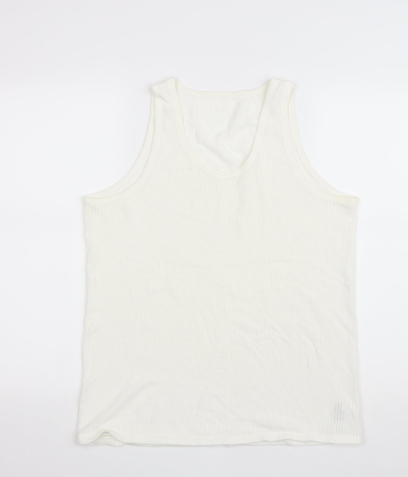 Marks and Spencer Mens Ivory Cotton T-Shirt Size L Round Neck