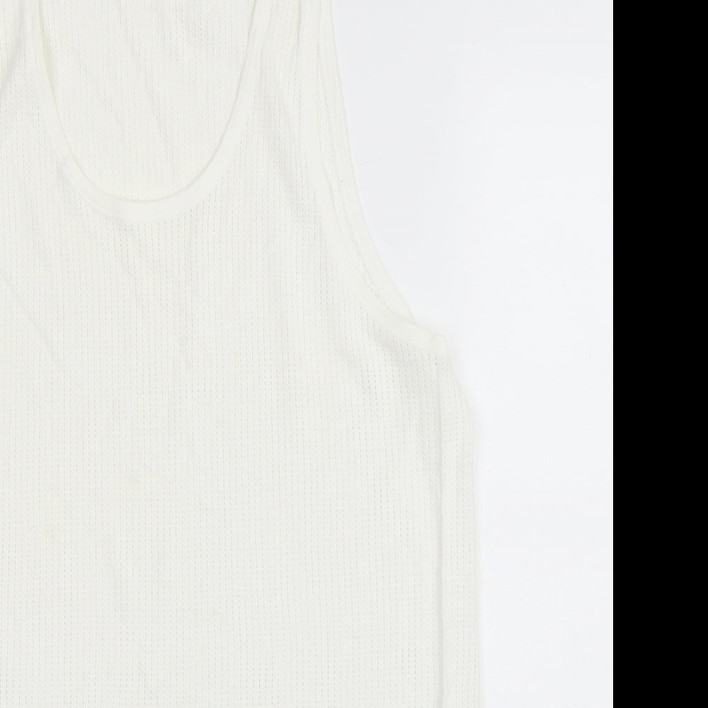 Marks and Spencer Mens Ivory Cotton T-Shirt Size L Round Neck