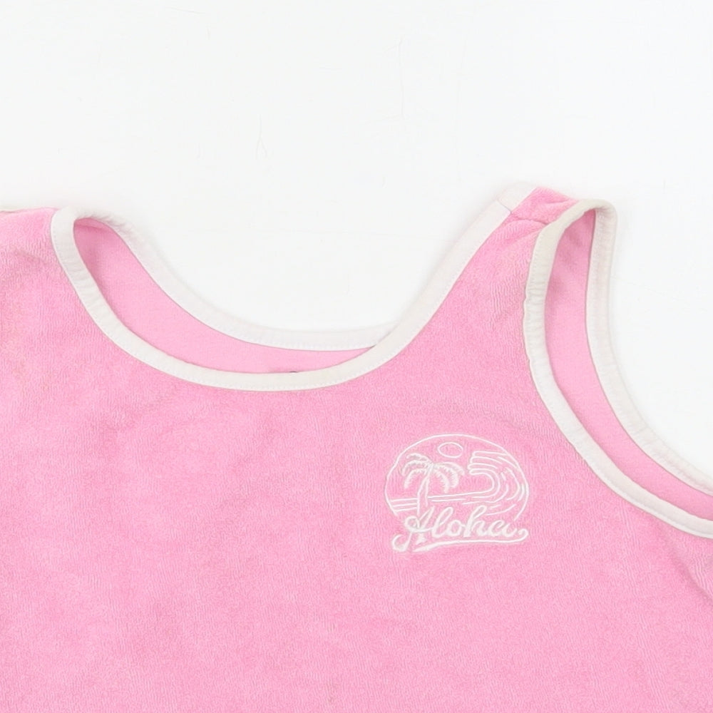 Primark Girls Pink Cotton Basic Tank Size 9-10 Years Round Neck Pullover - Aloha