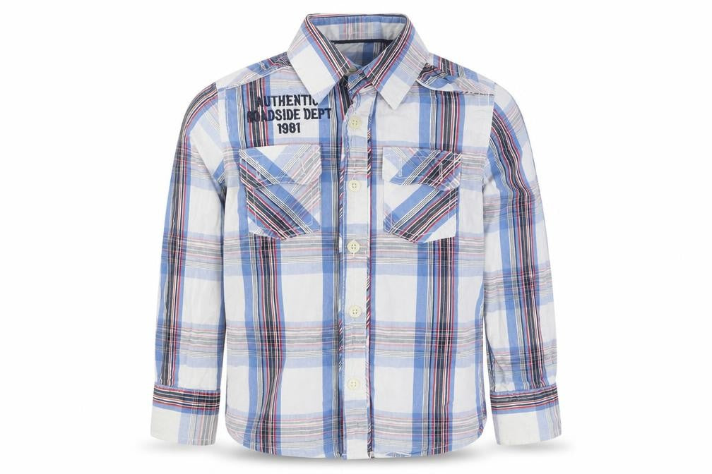 Dunnes Boys Blue Plaid 100% Cotton Basic Button-Up Size 4 Years Collared Button