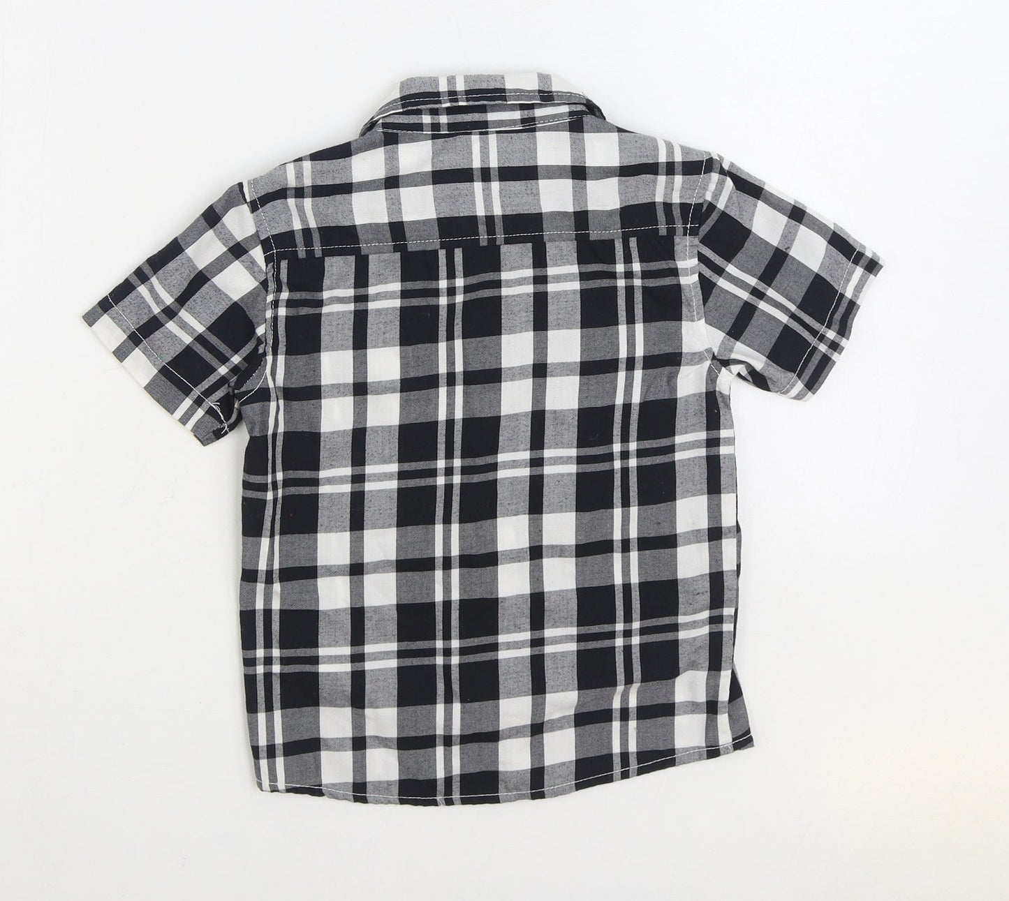 Rebel Boys Black Plaid 100% Cotton Basic Button-Up Size 4-5 Years Collared Button