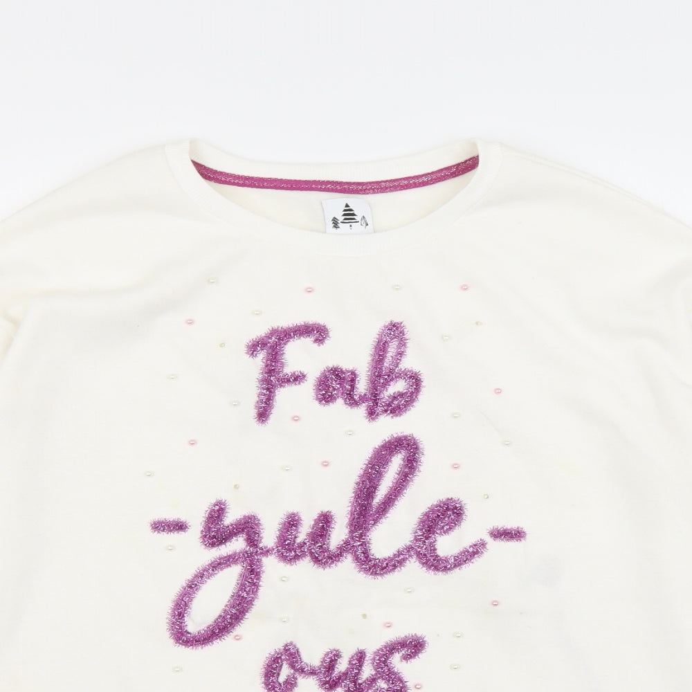George Womens White Cotton Pullover Sweatshirt Size M Pullover
