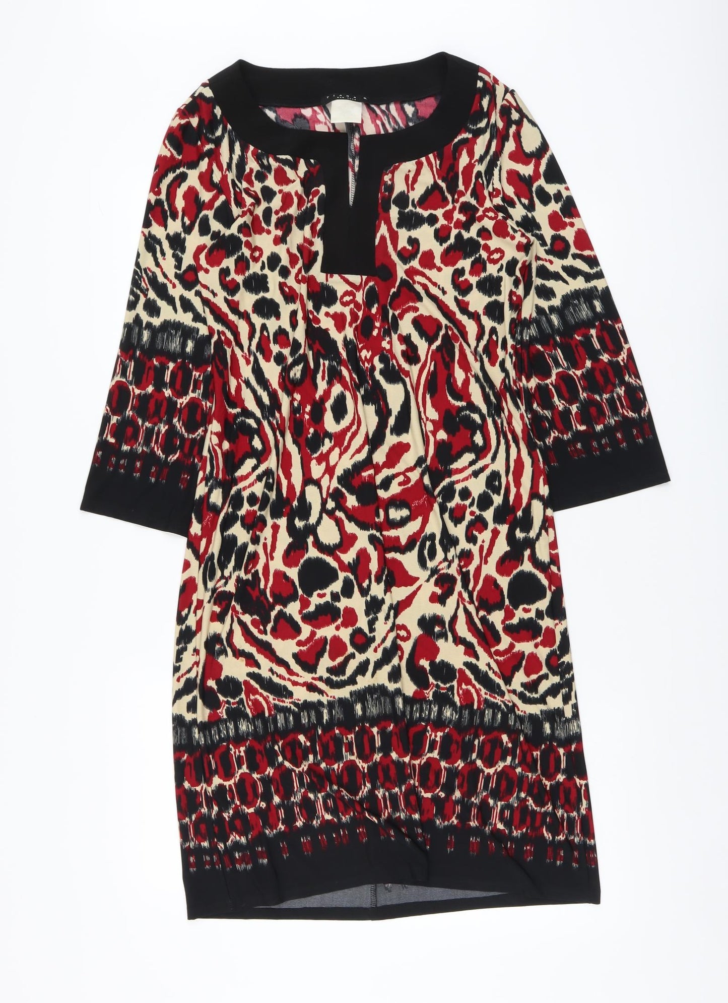 Tiana B. Womens Multicoloured Geometric Polyester A-Line Size S V-Neck Pullover