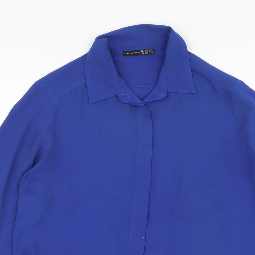 Atmosphere Womens Blue Polyester Basic Button-Up Size 14 Collared