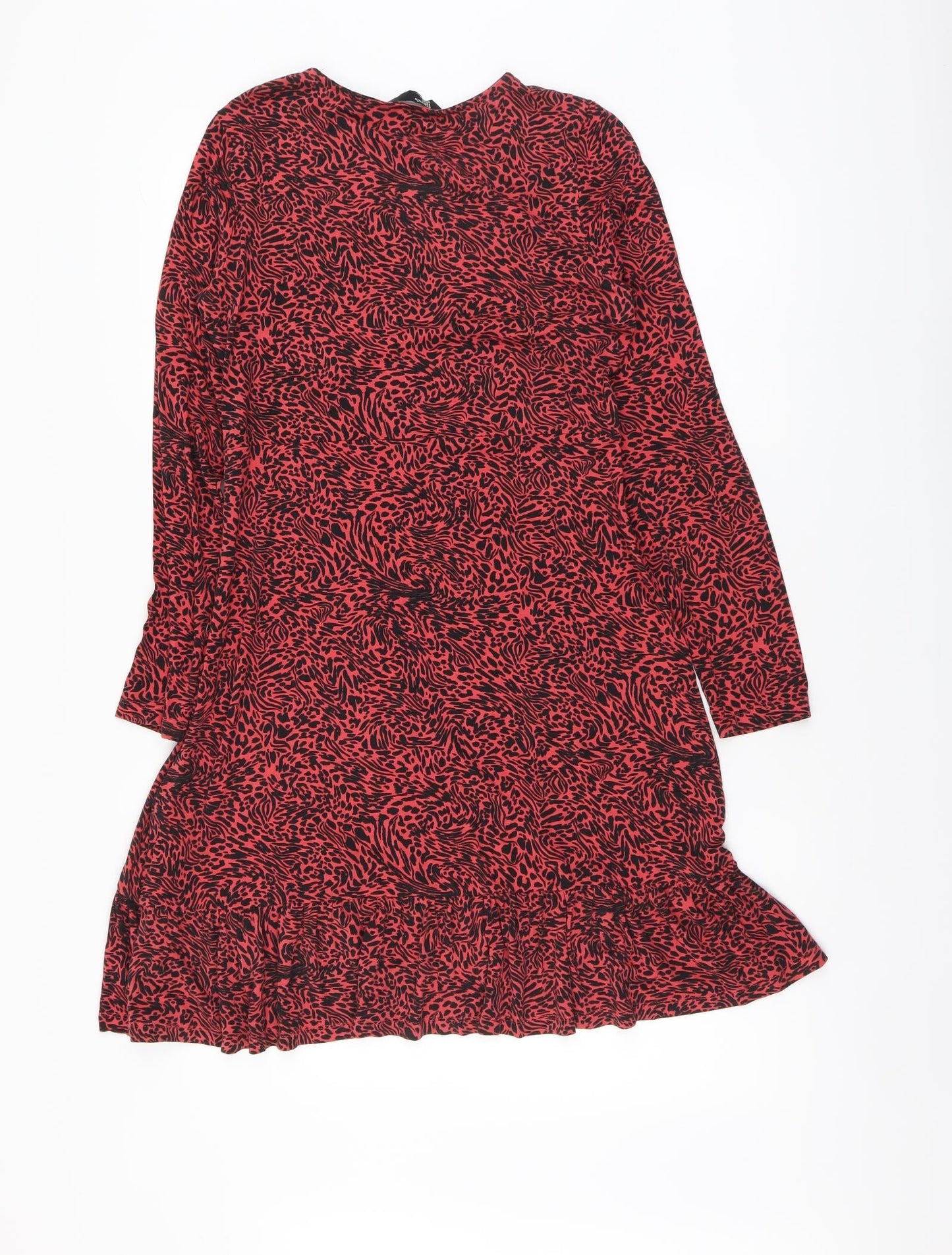 Friends like these Womens Red Animal Print Viscose Trapeze & Swing Size 10 Round Neck Pullover