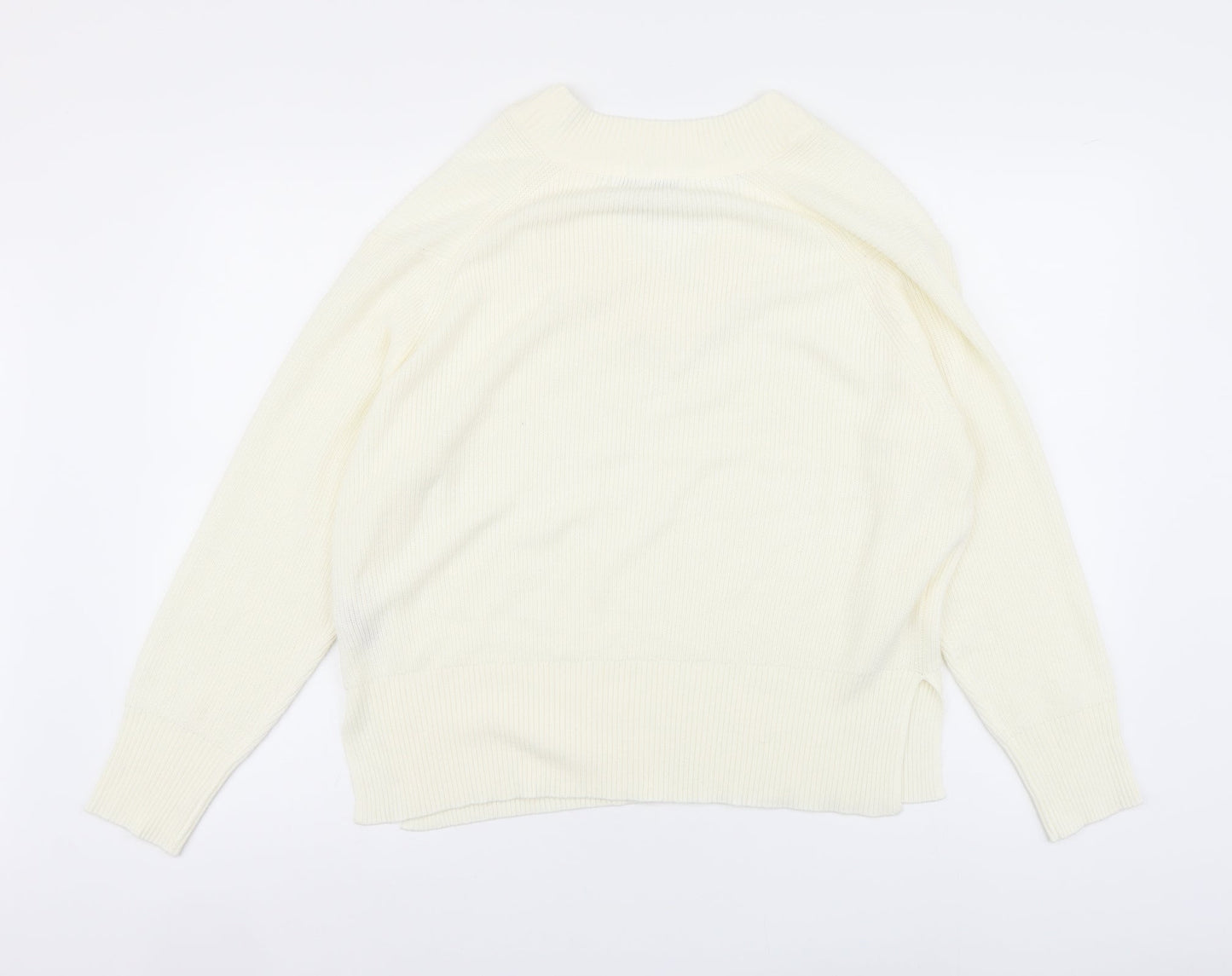 NEXT Womens Ivory V-Neck Acrylic Pullover Jumper Size M