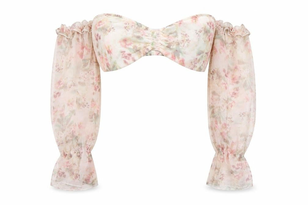 I SAW IT FIRST Womens Pink Floral Polyester Cropped Blouse Size 14 Sweetheart