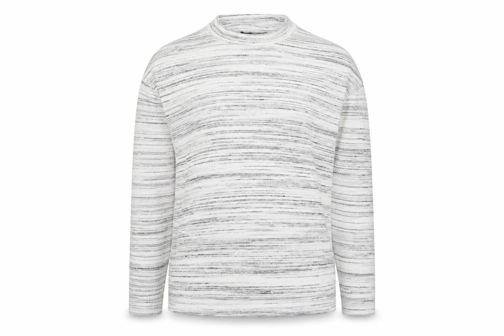 Marks and Spencer Womens White Mock Neck Striped Polyester Pullover Jumper Size 14